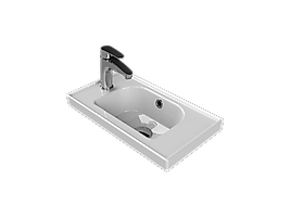 TURKUAZ Etajerli Lavabo, Frame, 50x28 cm (Soldan Batarya Delikli)