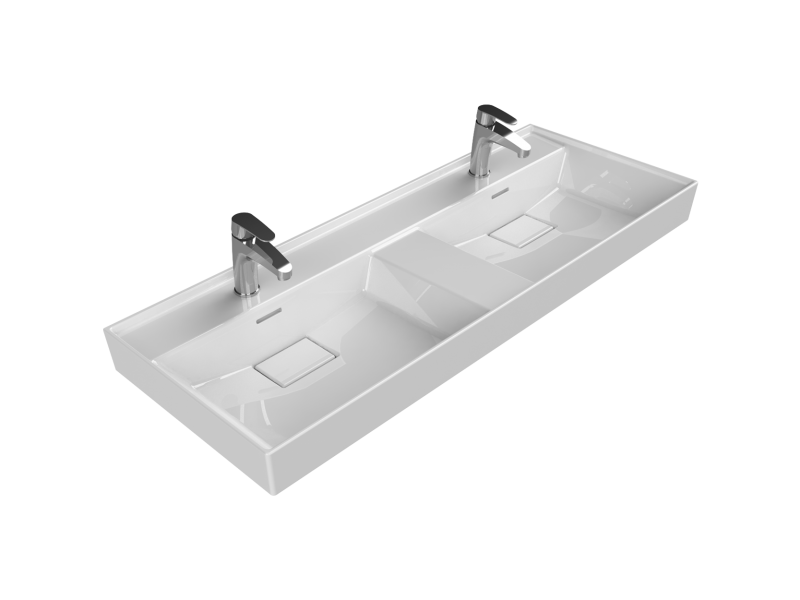 TURKUAZ Etajerli Lavabo, Sharp, 120x48 cm (Çift Hazneli)