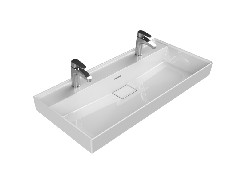 TURKUAZ Etajerli Lavabo, Sharp, 100x48 cm (Çift Batarya Delikli)