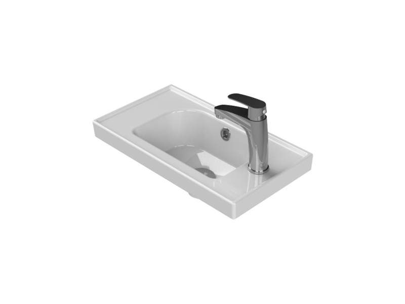 TURKUAZ Etajerli Lavabo, Frame, 50x28 cm (Sağdan Batarya Delikli)