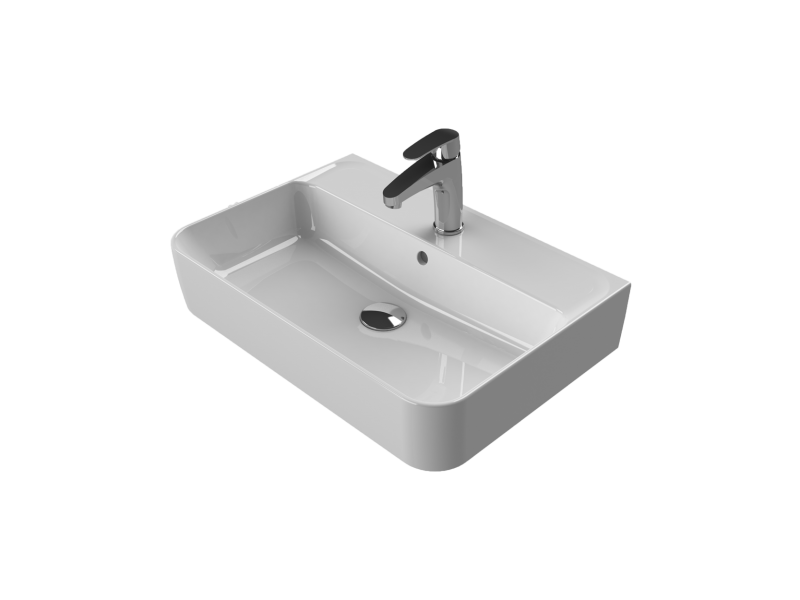 TURKUAZ Tezgah Üstü Lavabo, Hera 60x42 cm (Duvara Sıfır)