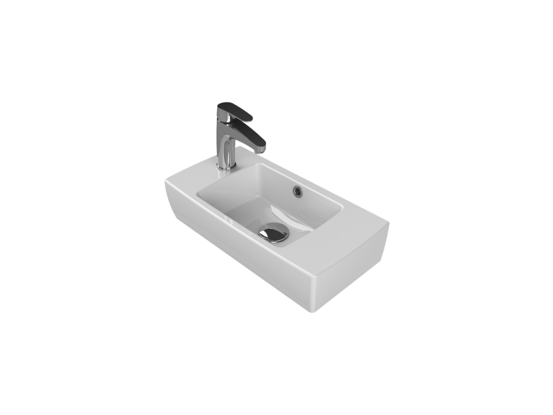 TURKUAZ Tezgah Üstü Lavabo, City, 25x50 cm (Batarya Deliği Solda)