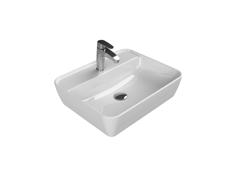 TURKUAZ Tezgah Üstü Lavabo, One, 55x45 cm, Batarya Delikli