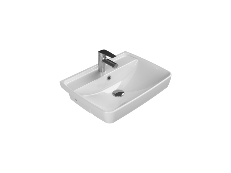 TURKUAZ Yarım Tezgah Üstü Lavabo, Duru, 56x43 cm